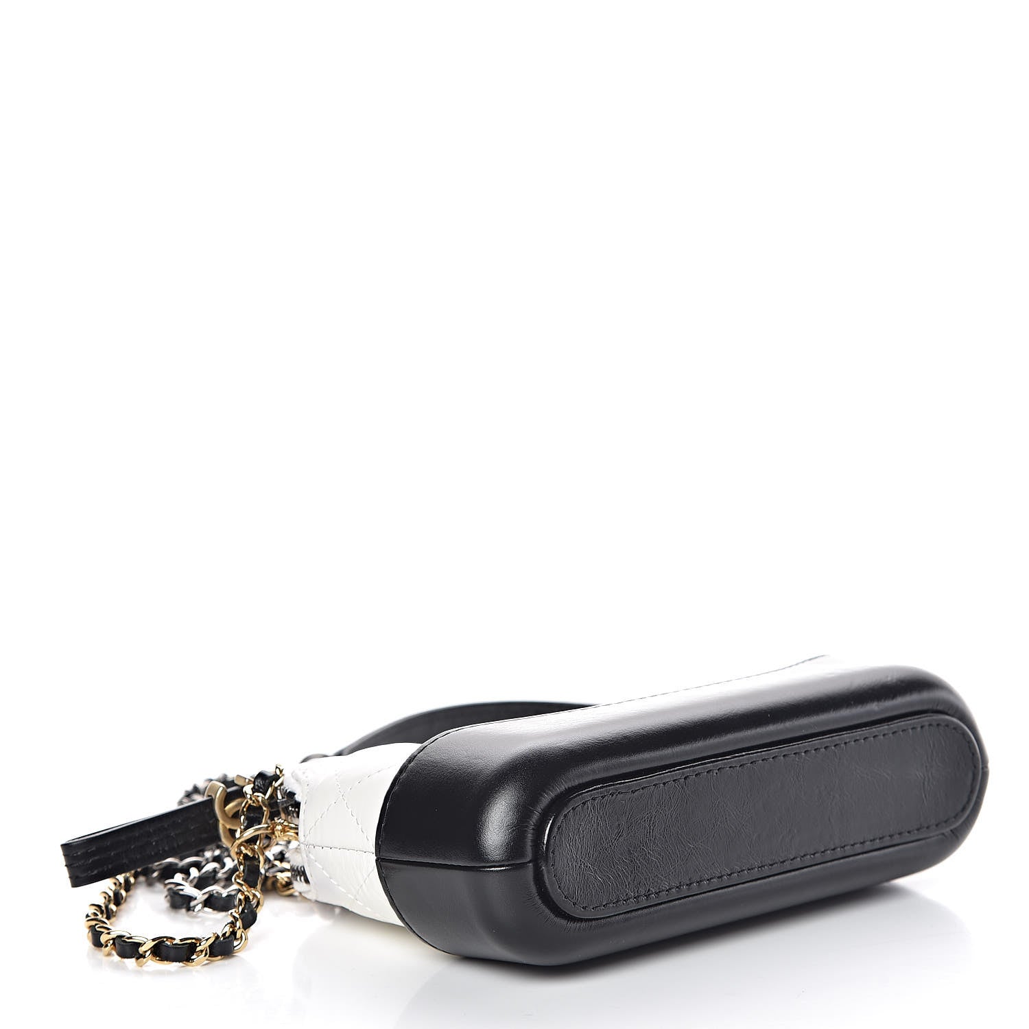 Chanel Aged Calfskin Quilted Small Gabrielle Clutch With Chain White Black 4 of 13