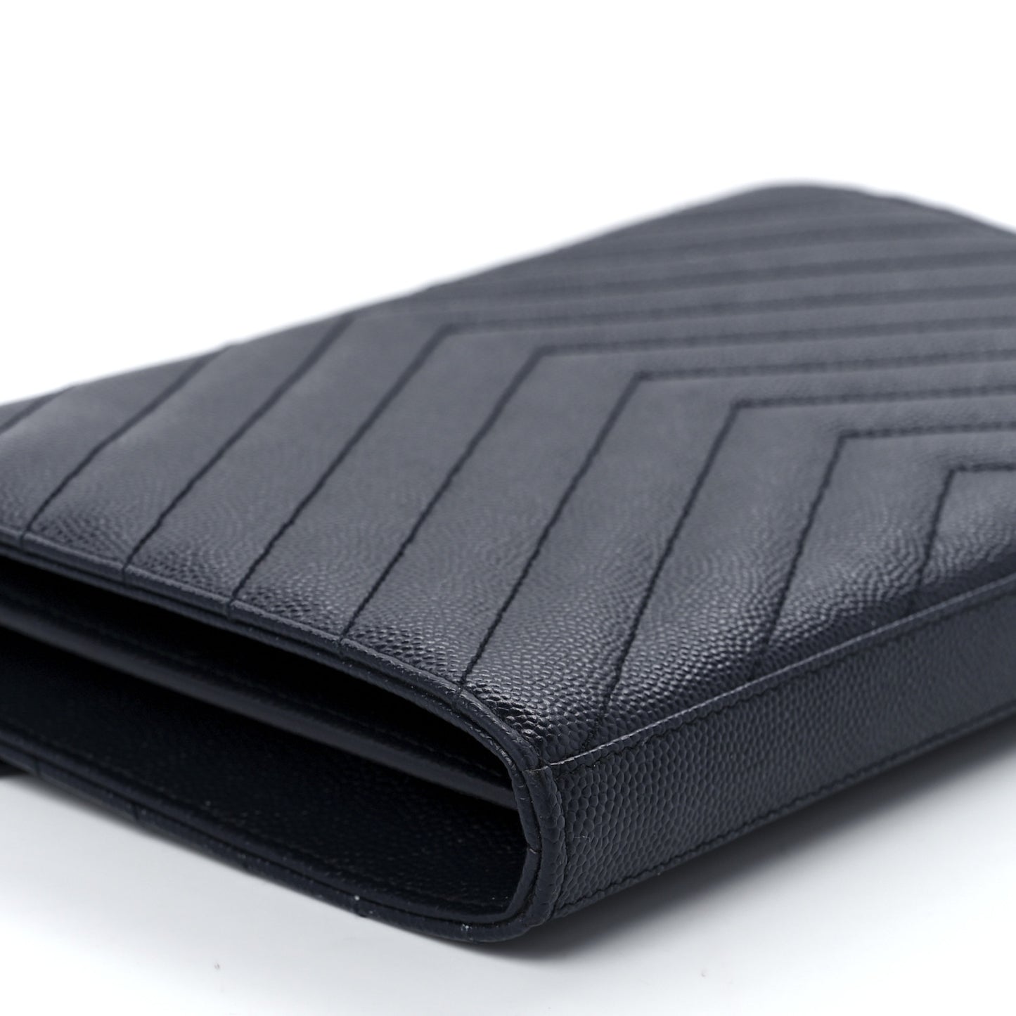 Grain De Poudre Matelasse Chevron Monogram Chain Wallet Deep Marine
