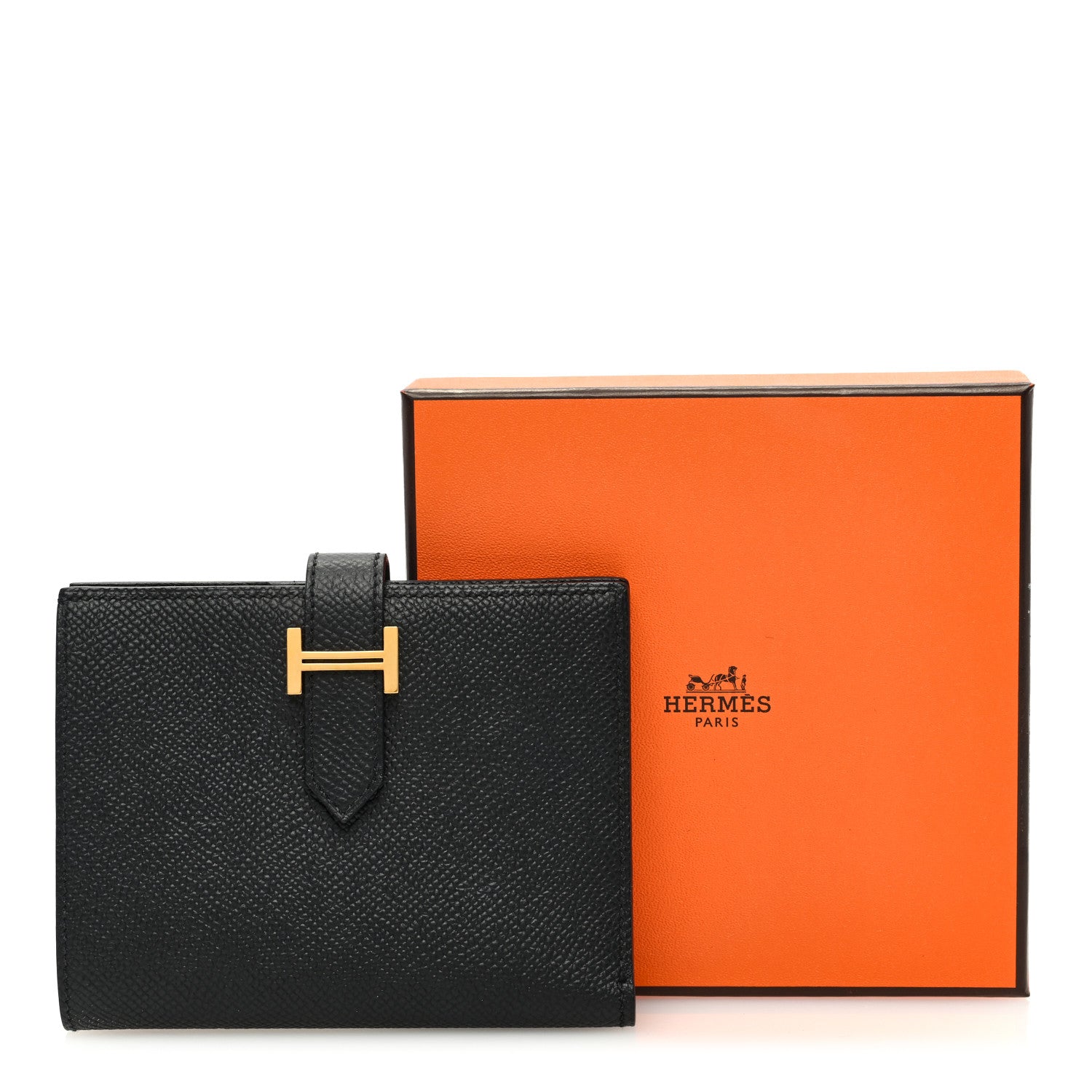 Hermes Epsom Bearn Compact Wallet Black 7 of 7
