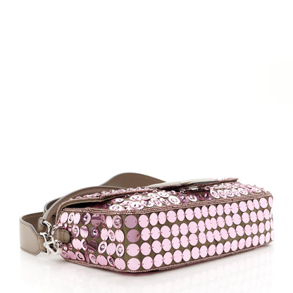 Fendi Ricamo Sequin Paillettes Strass Vitello Grace Baguette Rosa Tartufo 4 of 11