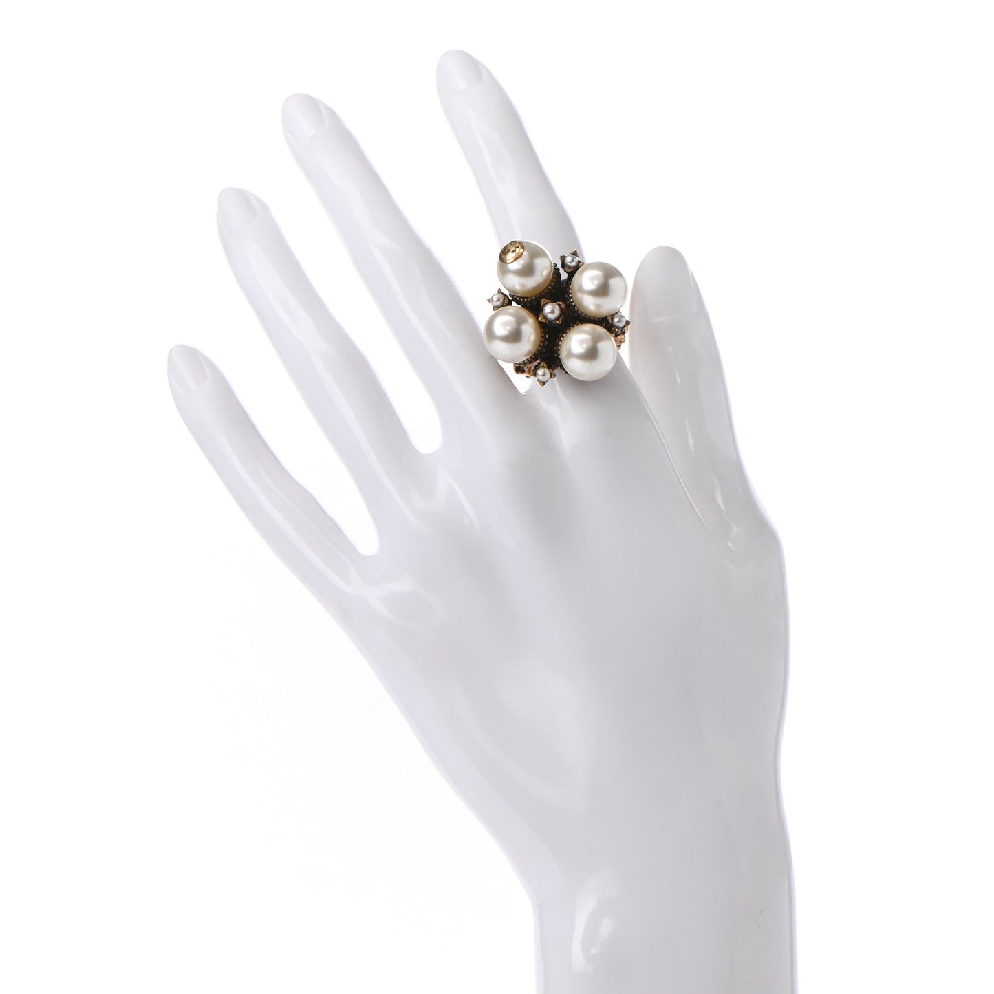 Metal Pearl Ring 10 Aged Gold