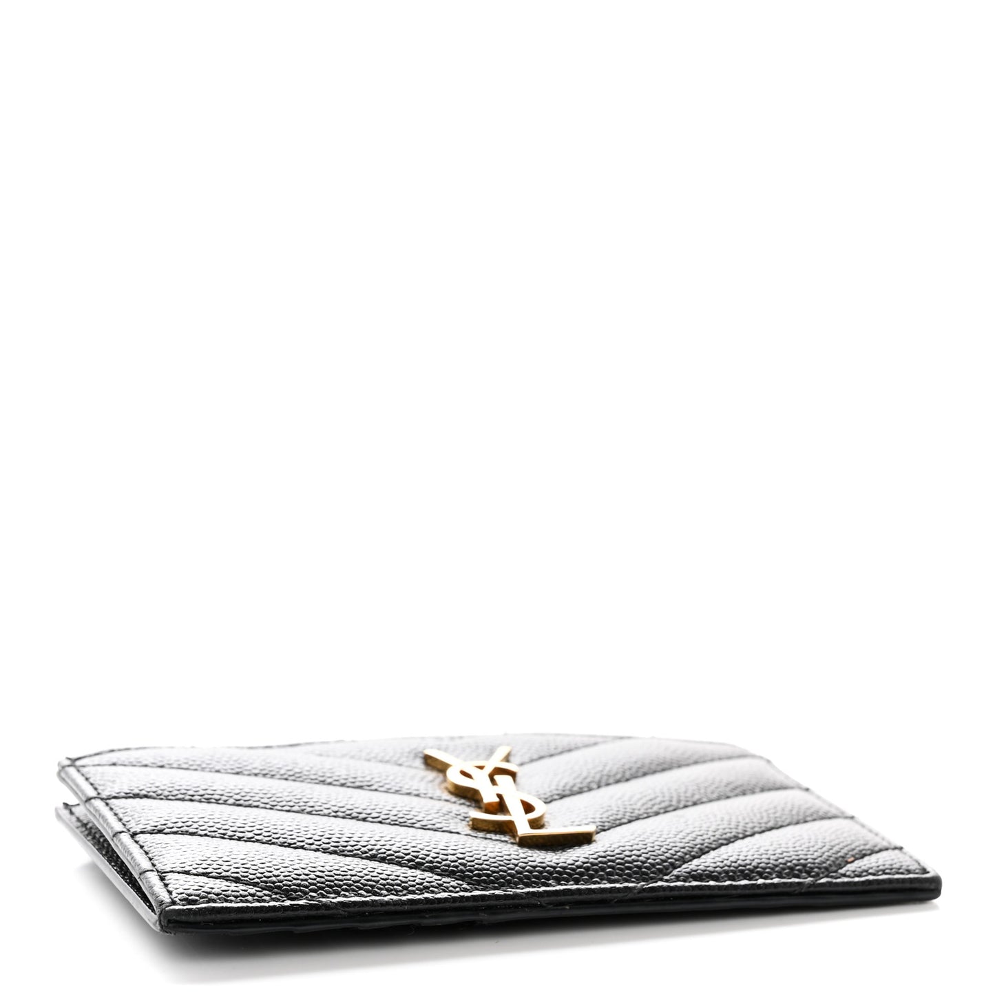 Grain De Poudre Matelasse Chevron Monogram Fragments Zippered Card Case Black