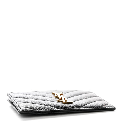 Saint Laurent Grain De Poudre Matelasse Chevron Monogram Fragments Zippered Card Case Black 4 of 10