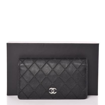Chanel Calfskin Diamond Stitched Yen Wallet Black 14 of 14