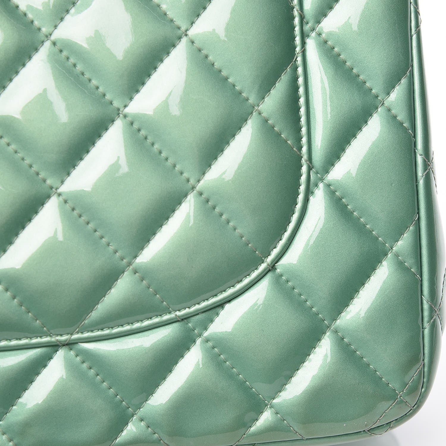 Chanel Patent Quilted Jumbo Double Flap Green 23 of 23