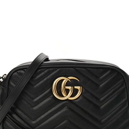 Gucci Calfskin Matelasse Small GG Marmont Chain Shoulder Bag Black 8 of 13