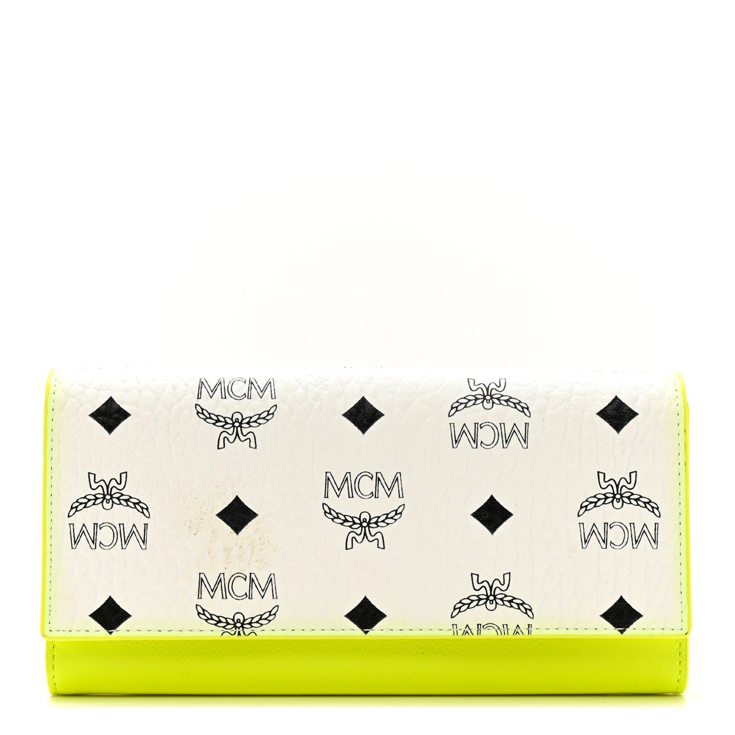 Visetos Grained Calfskin Wilder Flap Wallet White Green