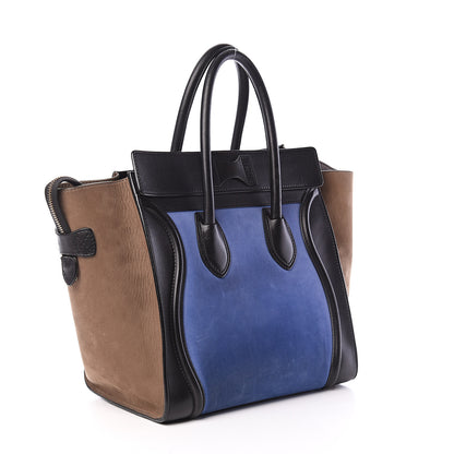 Celine Calfskin Nubuck Suede Micro Tri-Color Luggage Blue 2 of 8