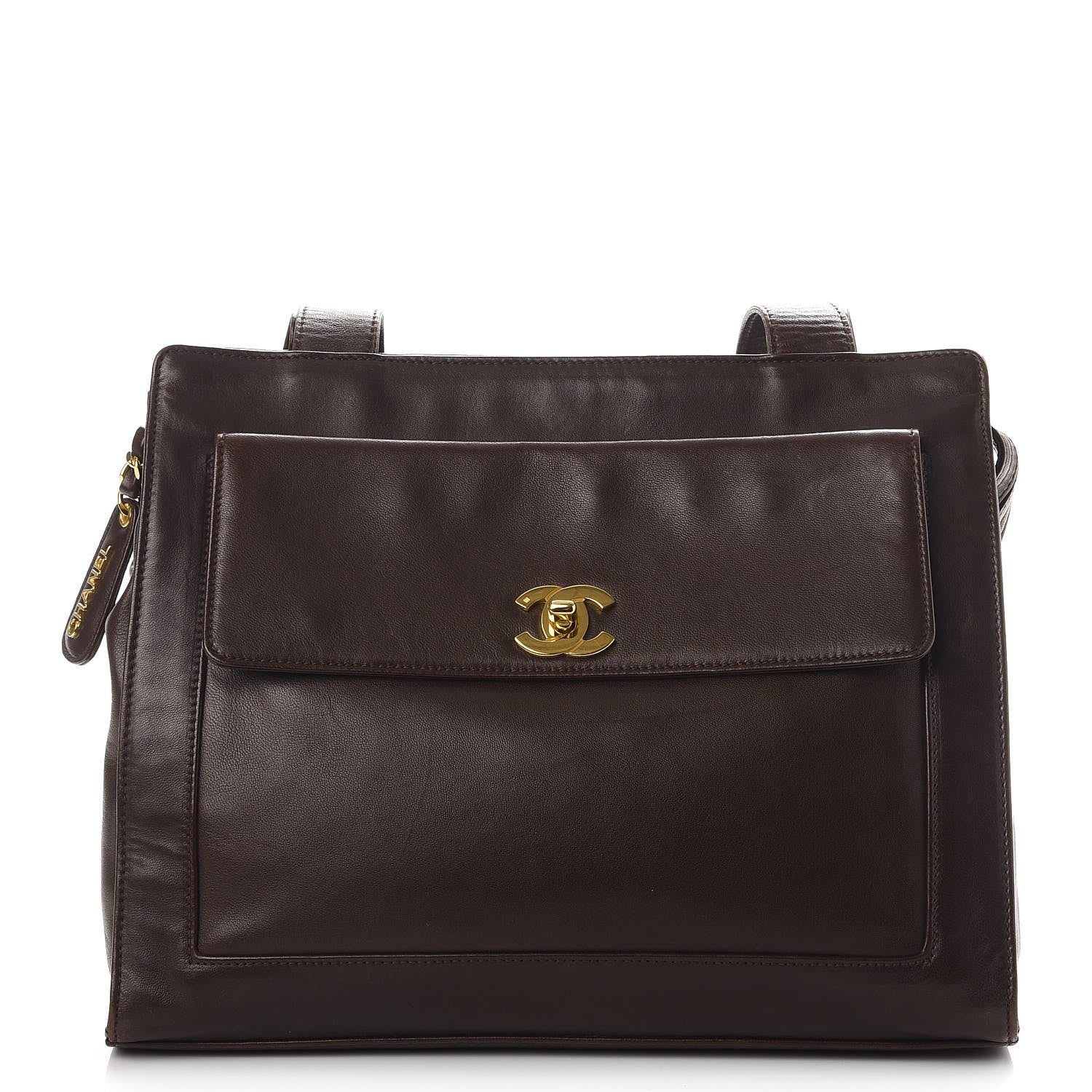 Chanel Lambskin CC Tote Brown 1 of 17