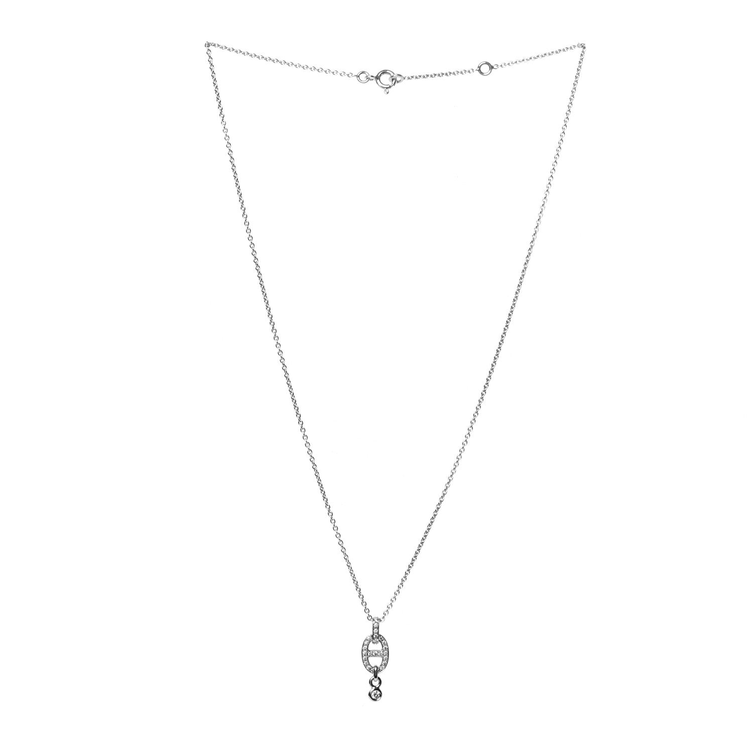 Hermes 18K White Gold Diamond PM Chaine d'Ancre Enchainee Necklace 3 of 7