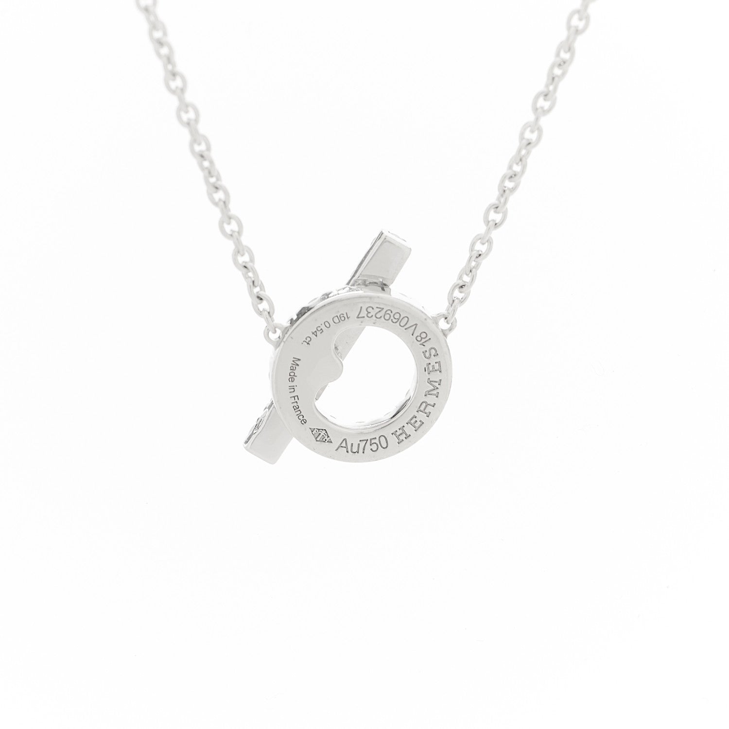 Hermes 18K White Gold Diamond Finesse Pendant Necklace 5 of 6