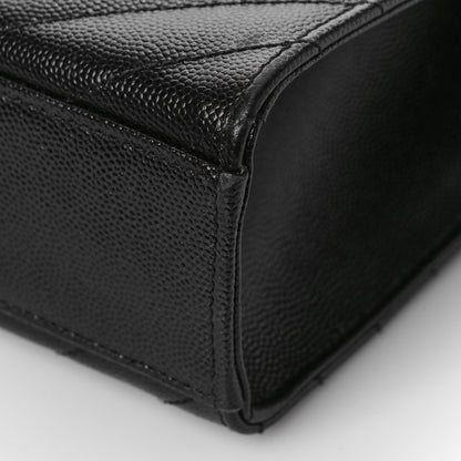 Saint Laurent Grain De Poudre Matelasse Chevron Large Monogram Satchel Black 8 of 8