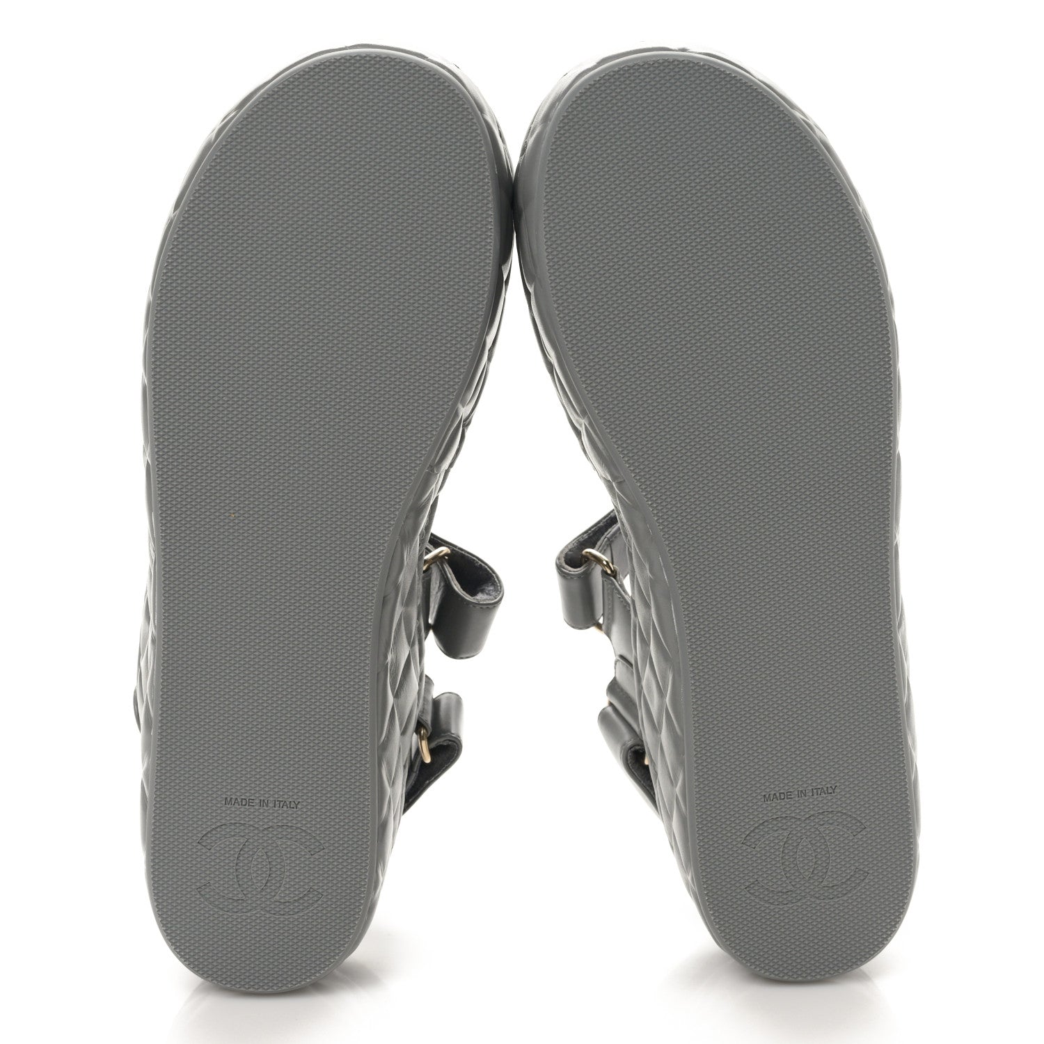 Chanel Shiny Calfskin Logo Platform Sandals 39 Grey 5 of 10