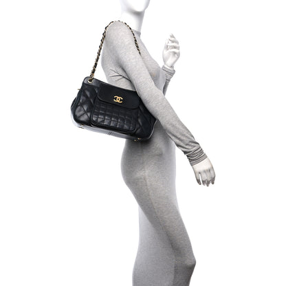 Chanel Calfskin Chocolate Bar Quilted Small Shoulder Bag Black 2 of 11