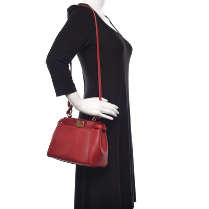 Fendi Nappa Mini Peekaboo Iconic Satchel Fragola 2 of 10