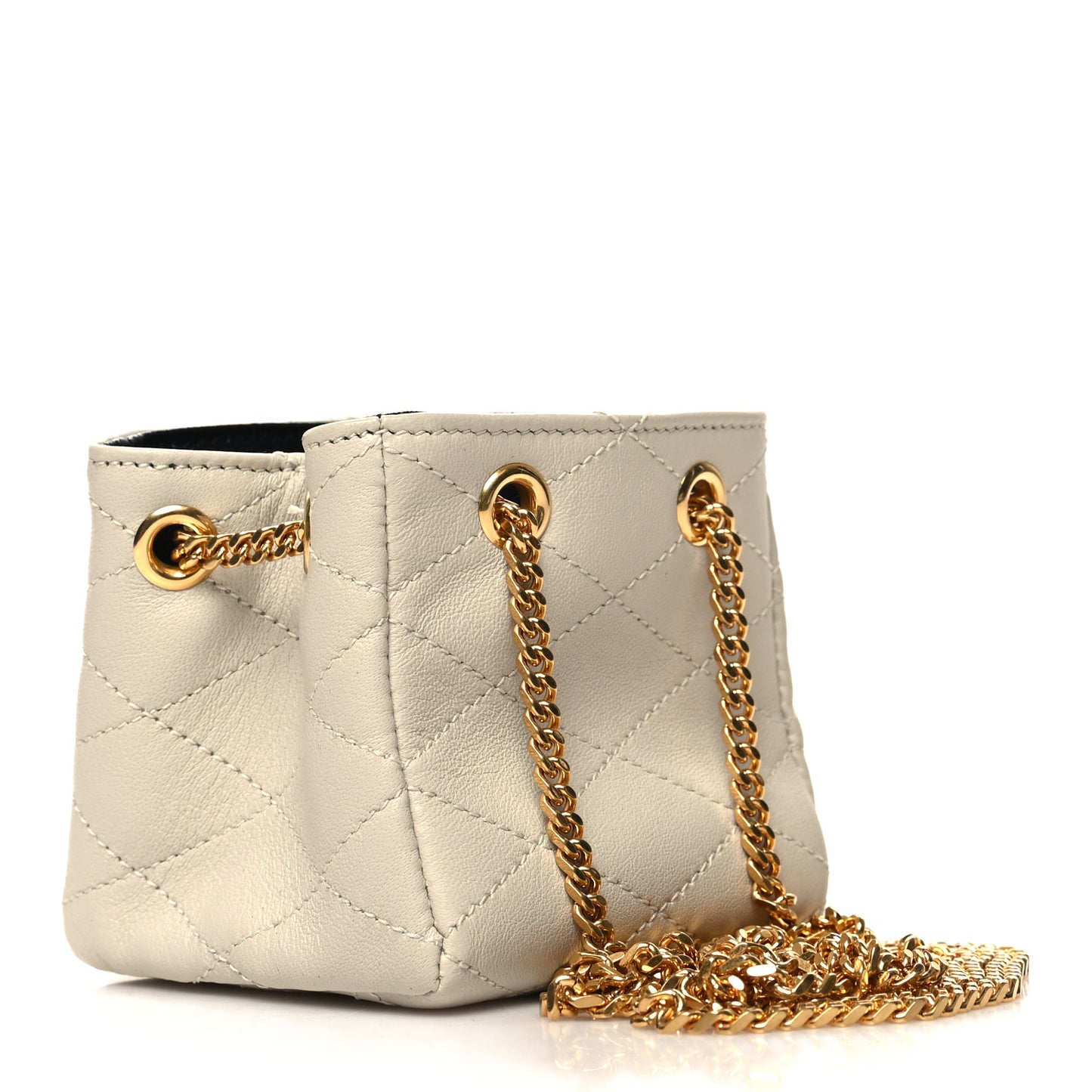 Lambskin Quilted Baby Bucket Bag Crema Soft