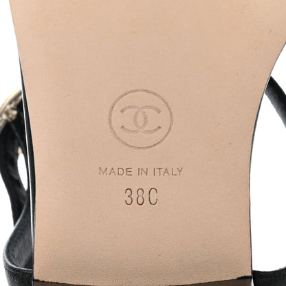 Chanel Lambskin Chain CC Logo Thong Sandals 38 Black 7 of 7