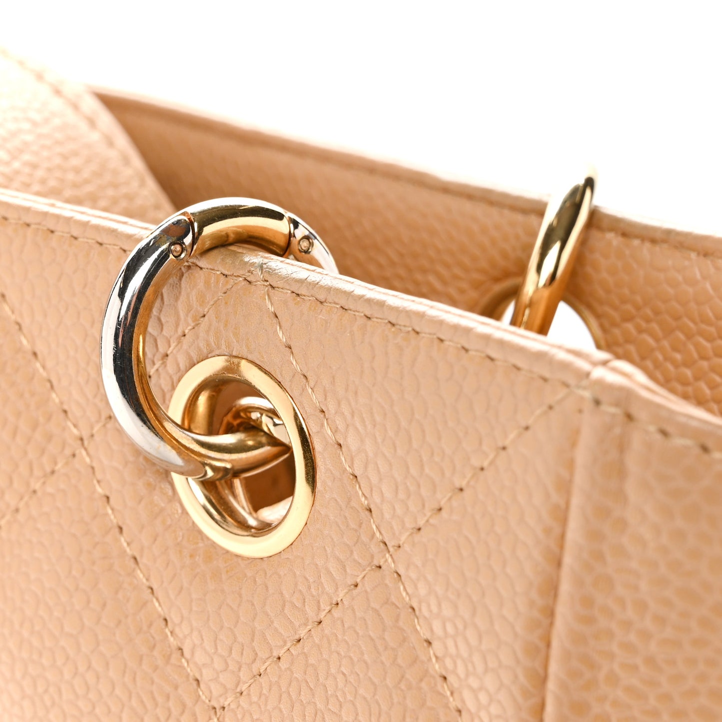Caviar Quilted Petit Shopping Tote PST Dark Beige
