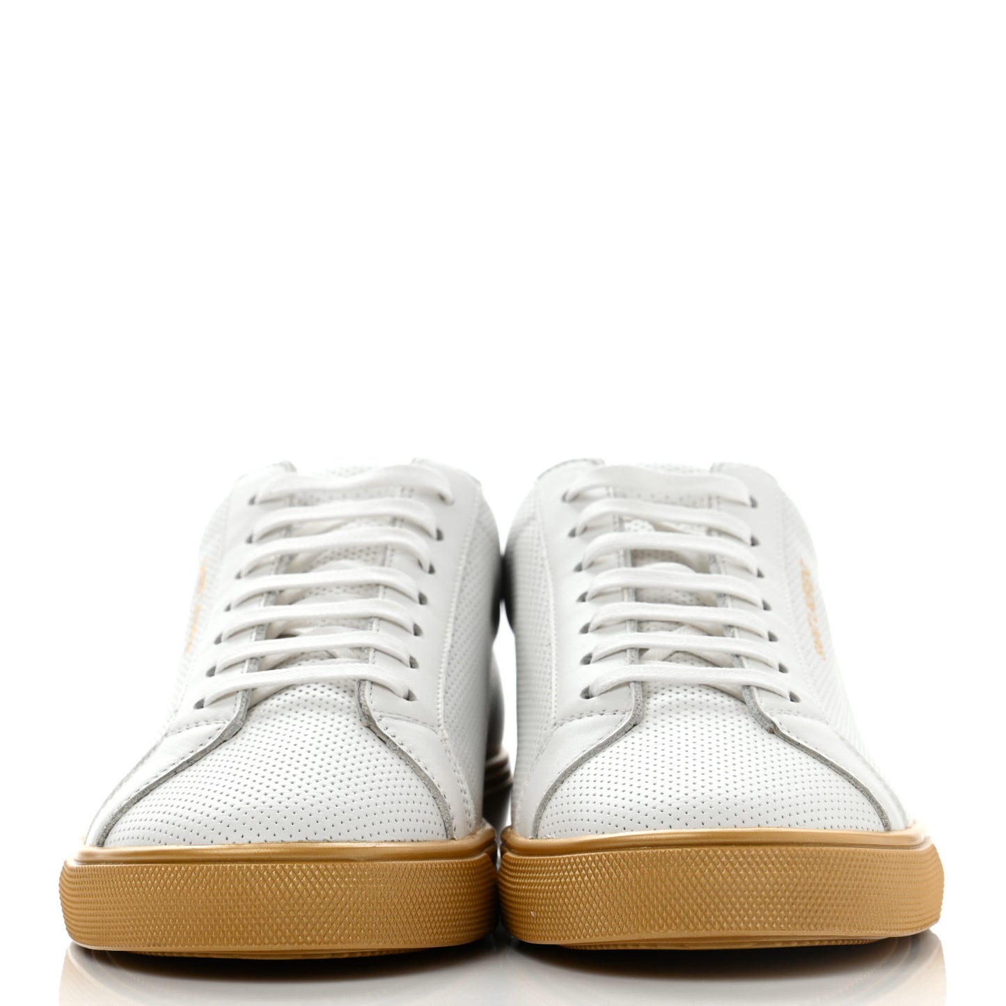 Perforated Calfskin Andy Low Top Sneakers 38 White Gold