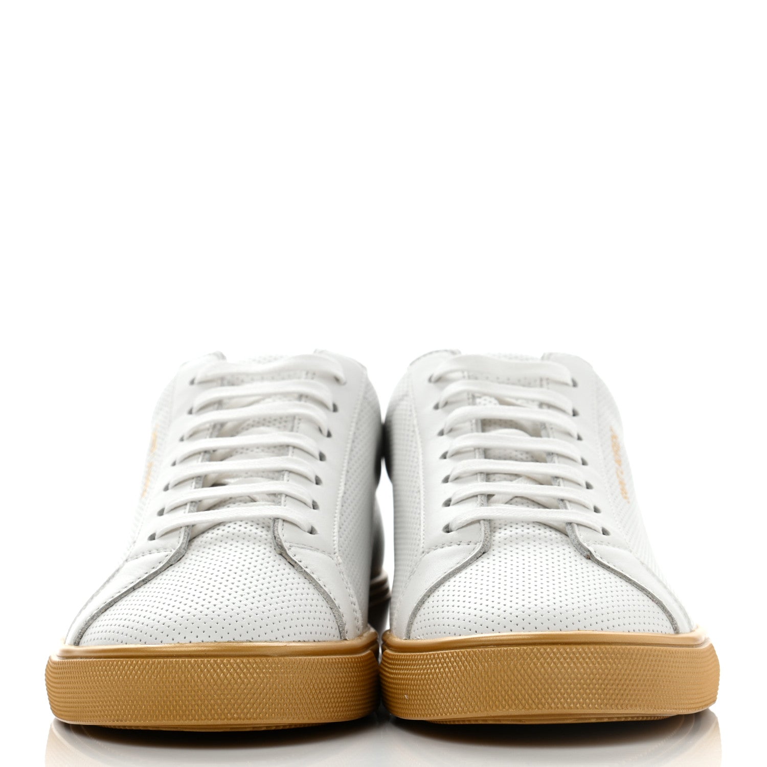 Saint Laurent Perforated Calfskin Andy Low Top Sneakers 38 White Gold 2 of 8