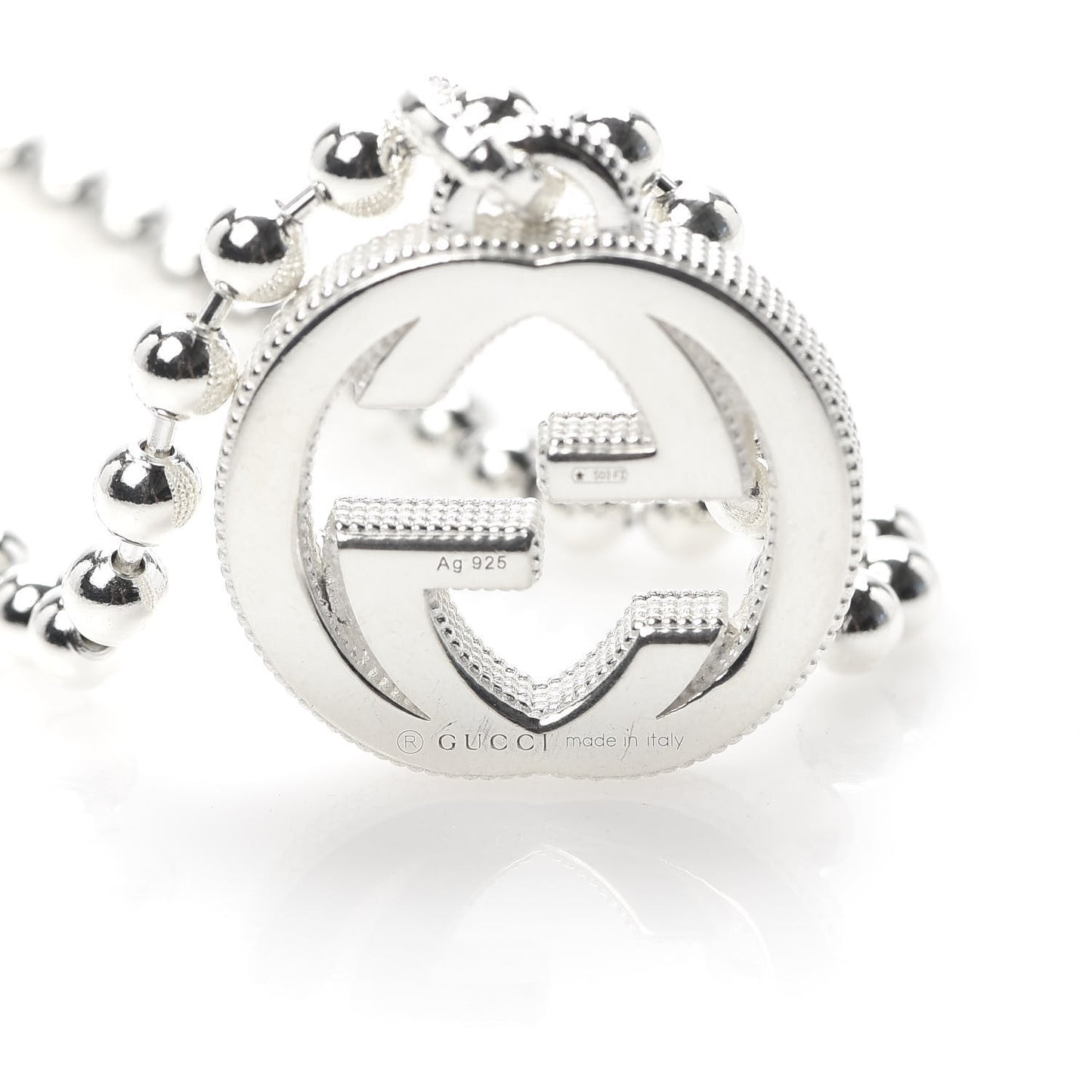 Sterling Silver Boule Interlocking G Pendant Necklace