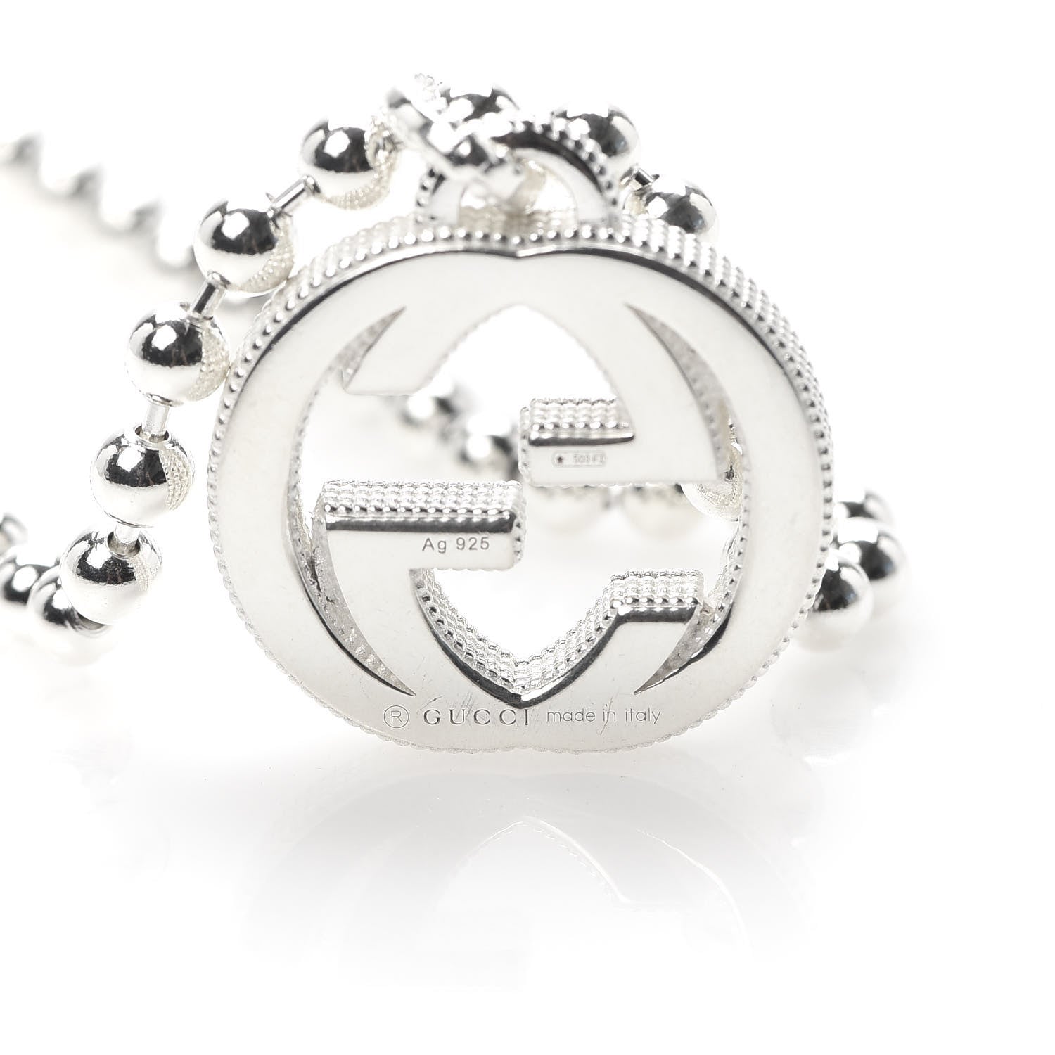 Gucci Sterling Silver Boule Interlocking G Pendant Necklace 6 of 7