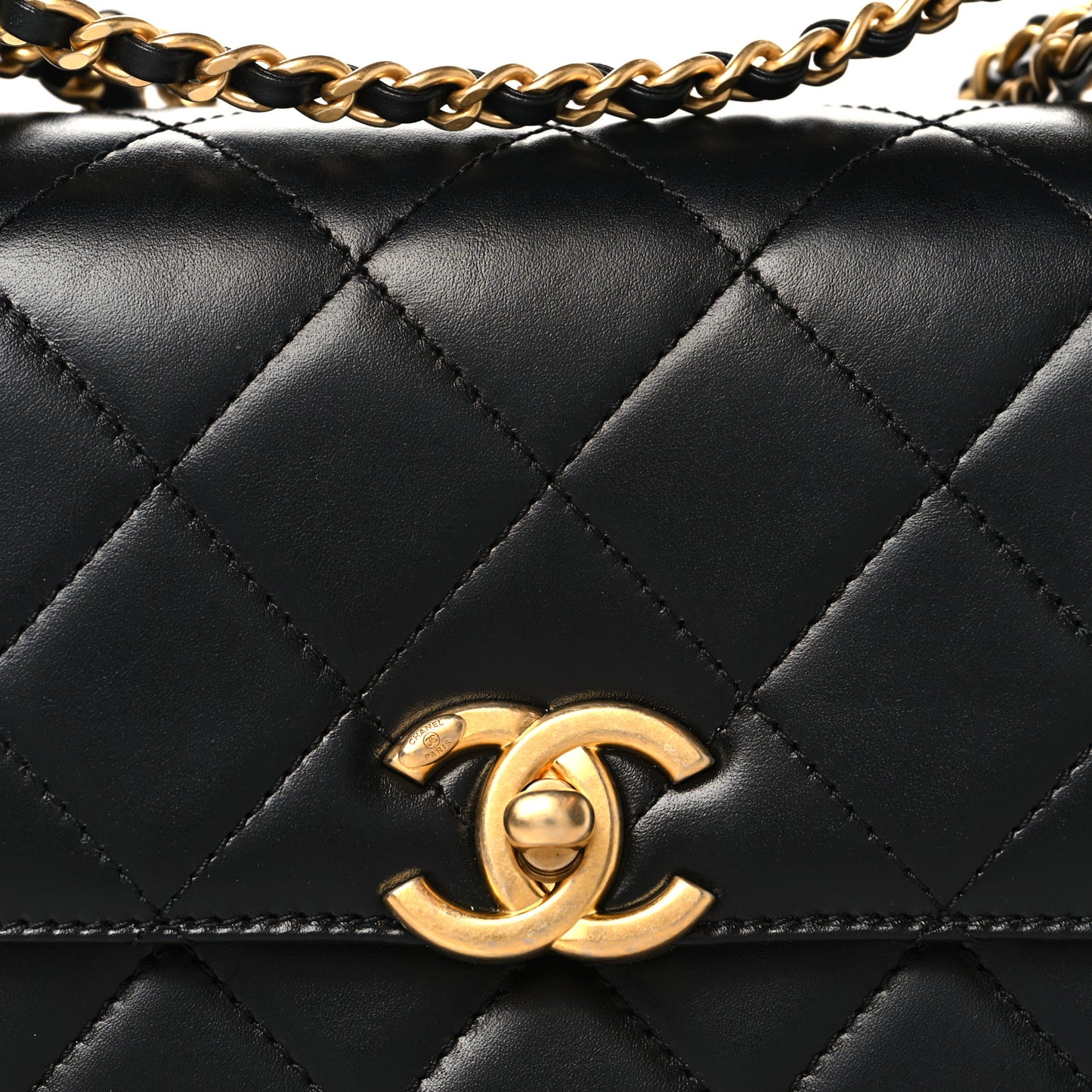Calfskin Quilted Mini Perfect Fit Flap Black