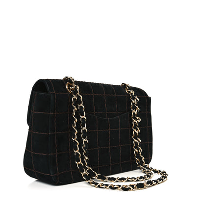 Chanel Suede Square Double Stitch Flap Black 2 of 7