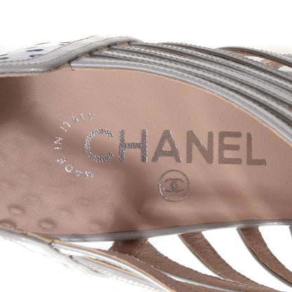 Chanel Patent Cage Peep Toe Heels 40.5 Gris 7 of 7