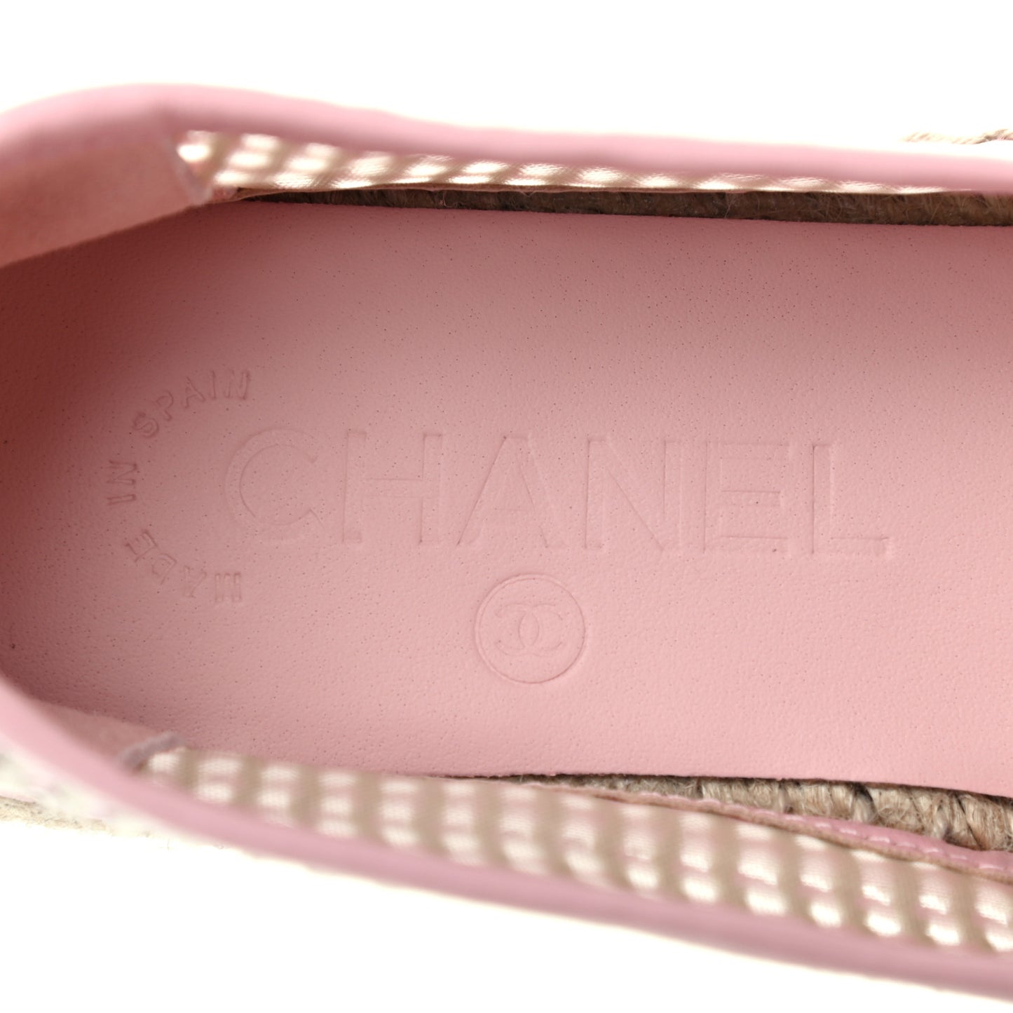 Mesh Lambskin CC Espadrilles 37 Light Pink Beige