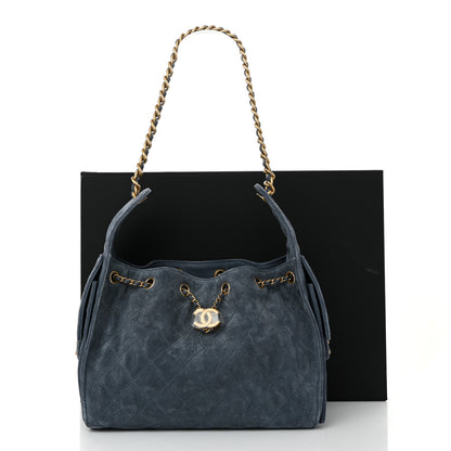 Chanel Suede Quilted Small Chanel 25 Handbag Blue 11 of 11