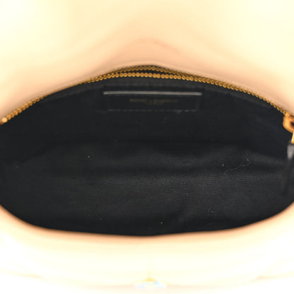 Saint Laurent Lambskin Quilted Toy Loulou Puffer Monogram Chain Satchel Dark Beige 5 of 10