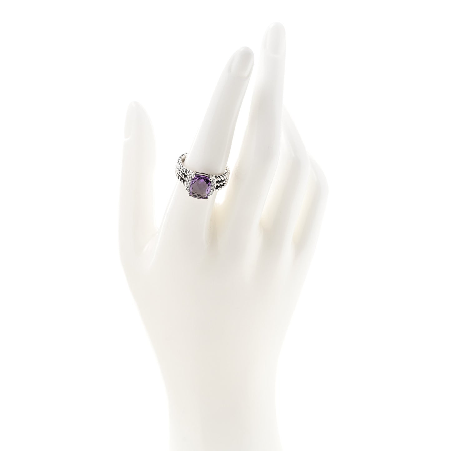 Sterling Silver Diamond Amethyst 10mm Petite Wheaton Ring 54 6.75