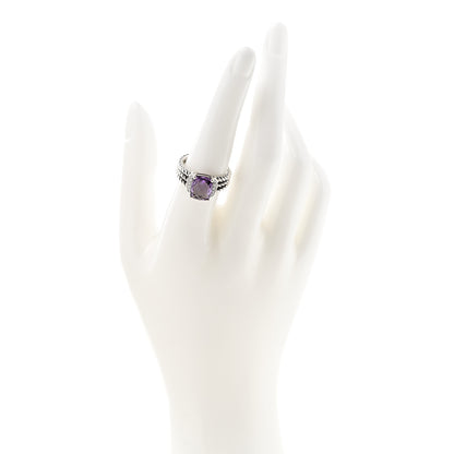David Yurman Sterling Silver Diamond Amethyst 10mm Petite Wheaton Ring 54 6.75 2 of 8
