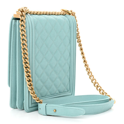Chanel Caviar Quilted North South Boy Flap Light Blue 3 of 11