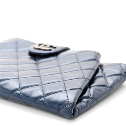 Chanel Glazed Calfskin Quilted Coco Pleats Clutch Navy 10 of 10