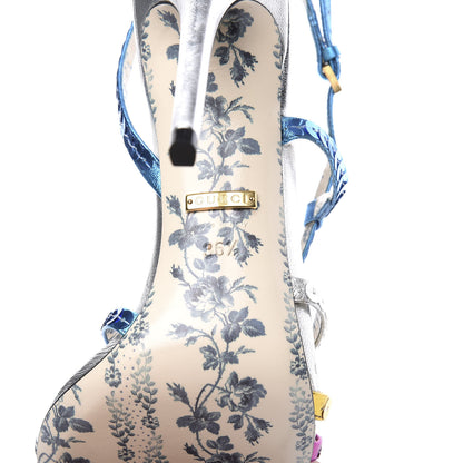 Gucci Sequin Paillette Nappa Silk Braided Haines High Heel Sandals 36.5 Fuxia Oro Vecchio Argento 9 of 9