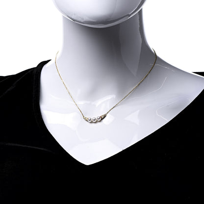 Mikimoto 18K Yellow Gold Diamond Akoya Pearl 5mm Bar Pendant Necklace 2 of 6