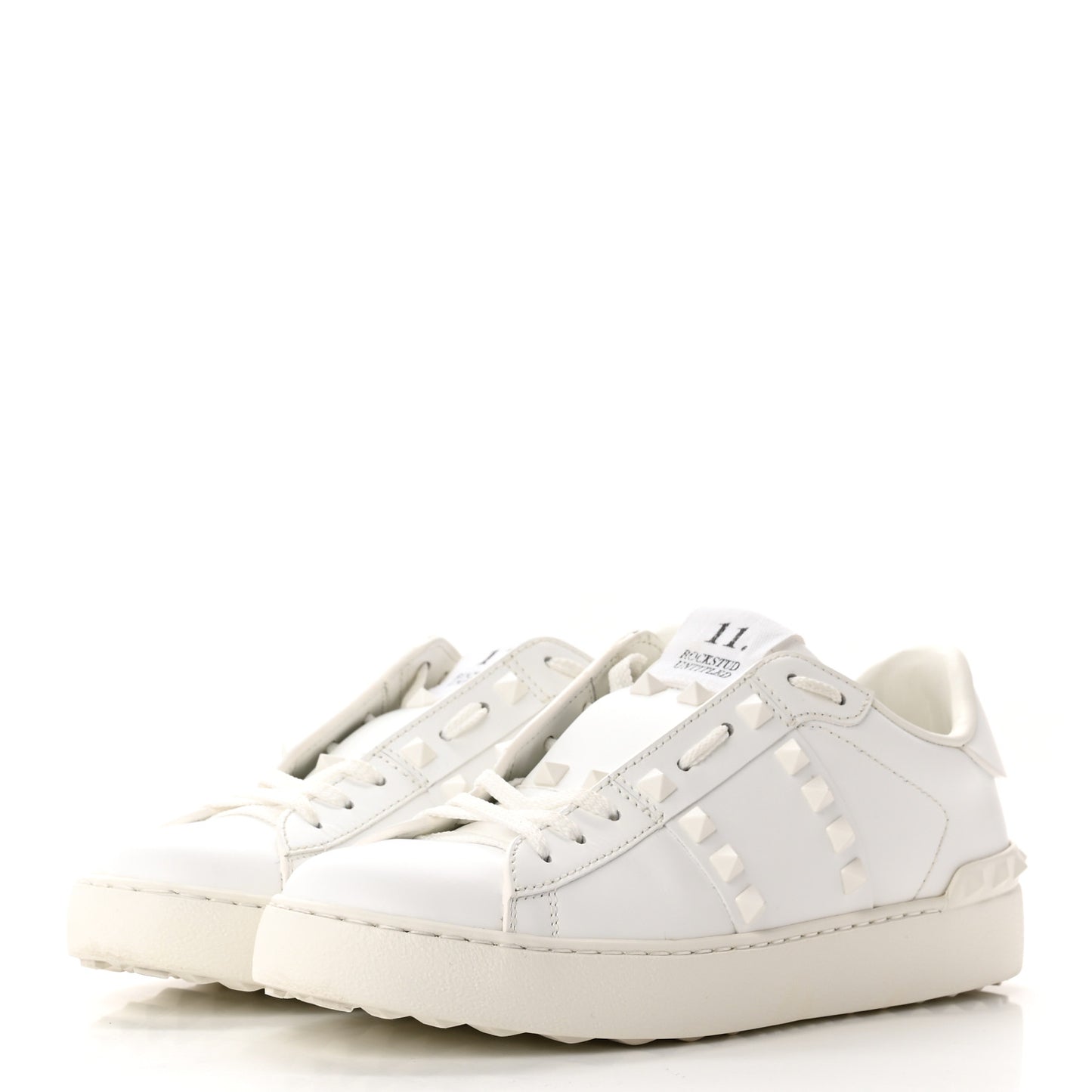 Calfskin Rockstud Untitled Open Sneakers 37 White
