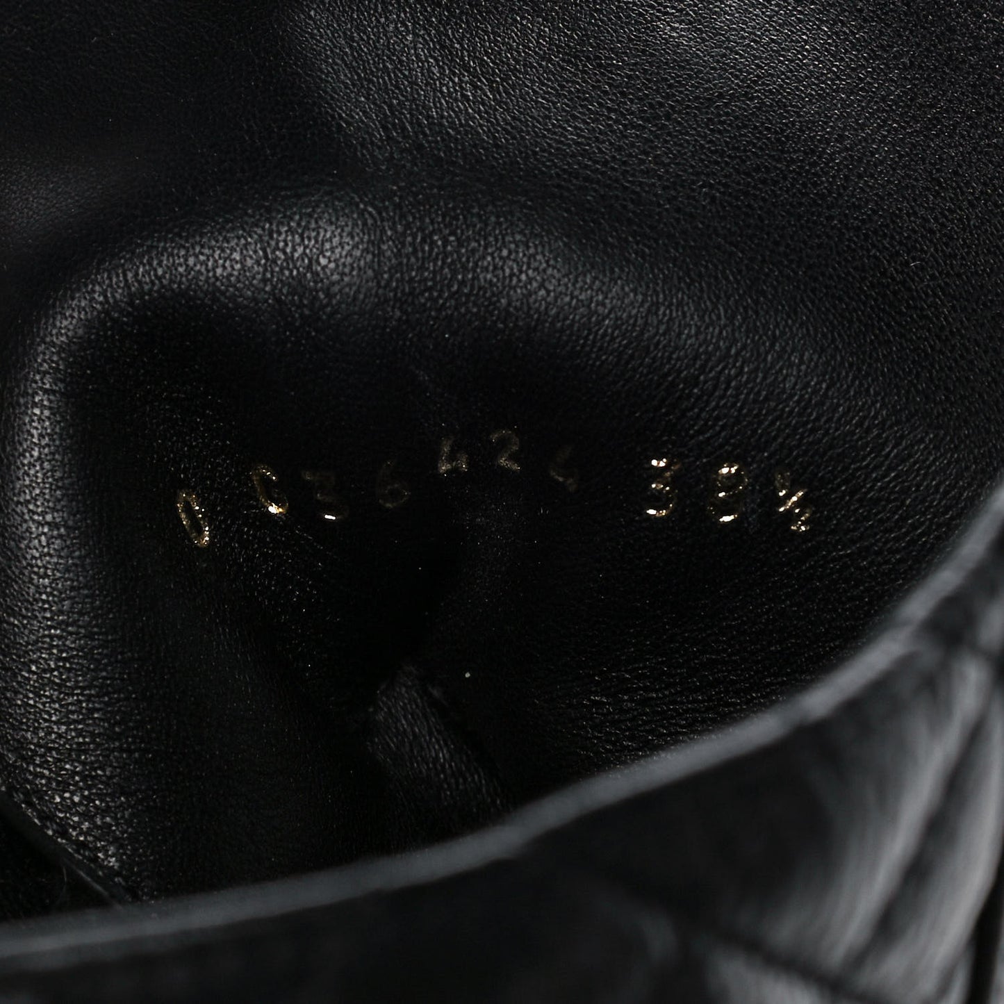 Shiny Goatskin Calfskin Quilted Lace Up Combat Boots 38.5 Black