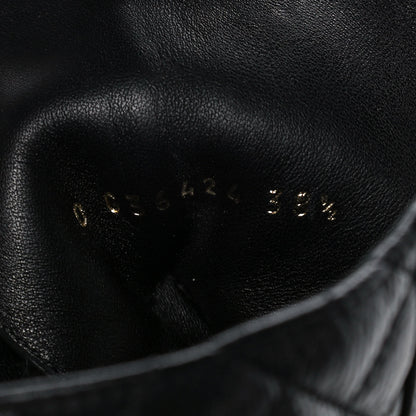 Chanel Shiny Goatskin Calfskin Quilted Lace Up Combat Boots 38.5 Black 9 of 11