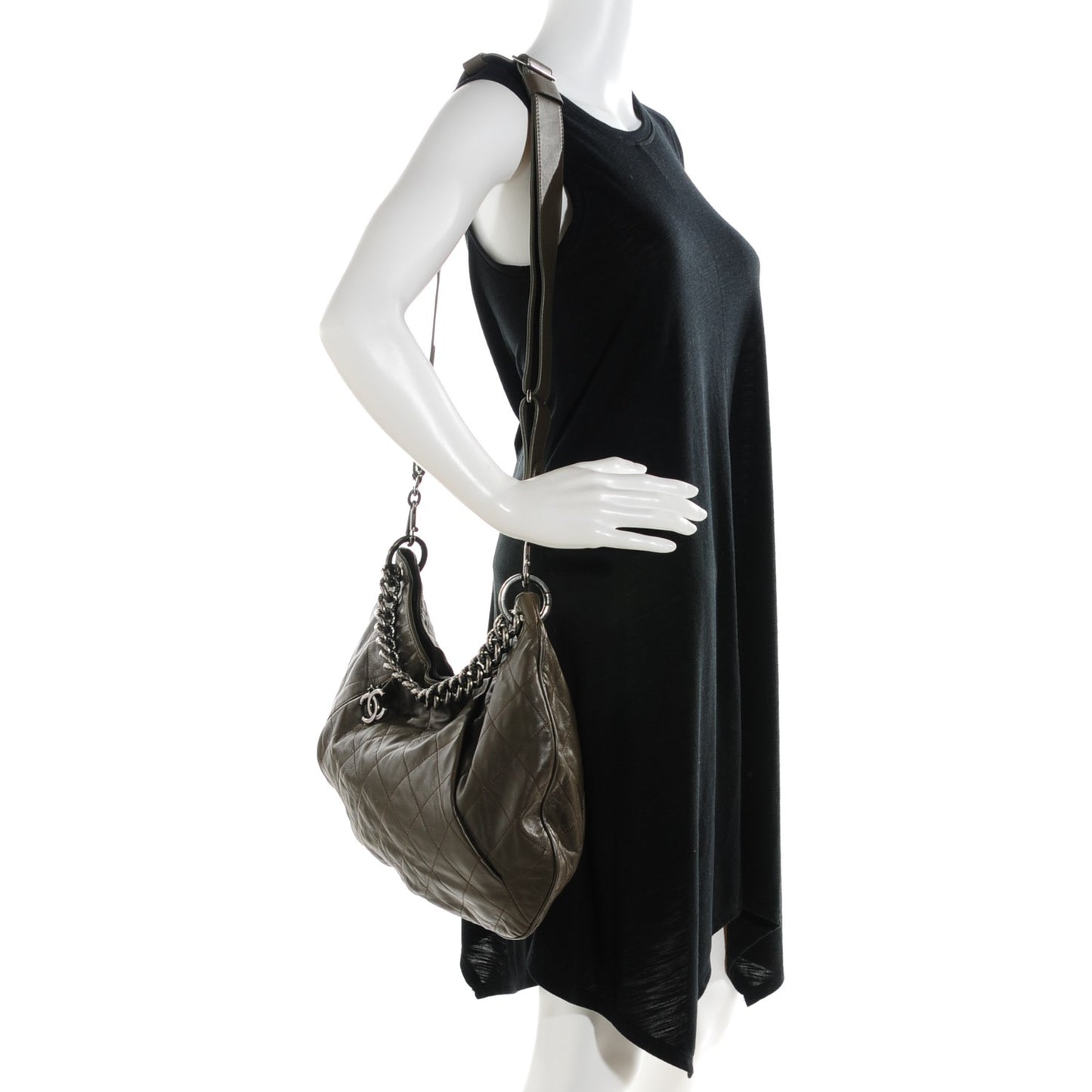 Calfskin Coco Pleats Hobo Taupe