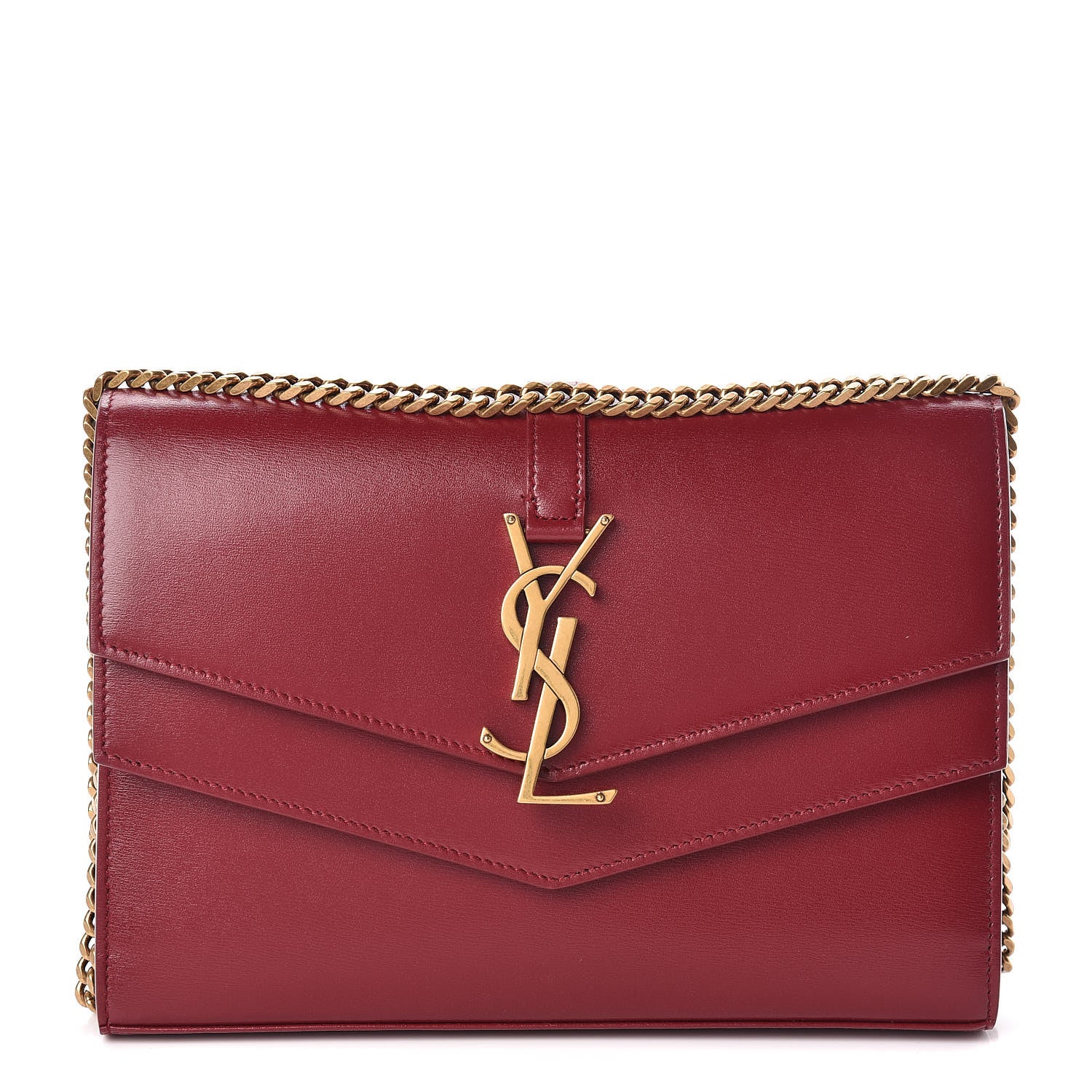 Saint Laurent Smooth Calfskin Monogram Sulpice Chain Wallet Amaretto 1 of 11