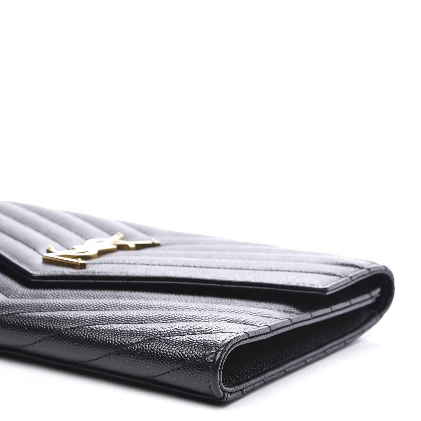 Grain De Poudre Matelasse Chevron Monogram Envelope Clutch Black
