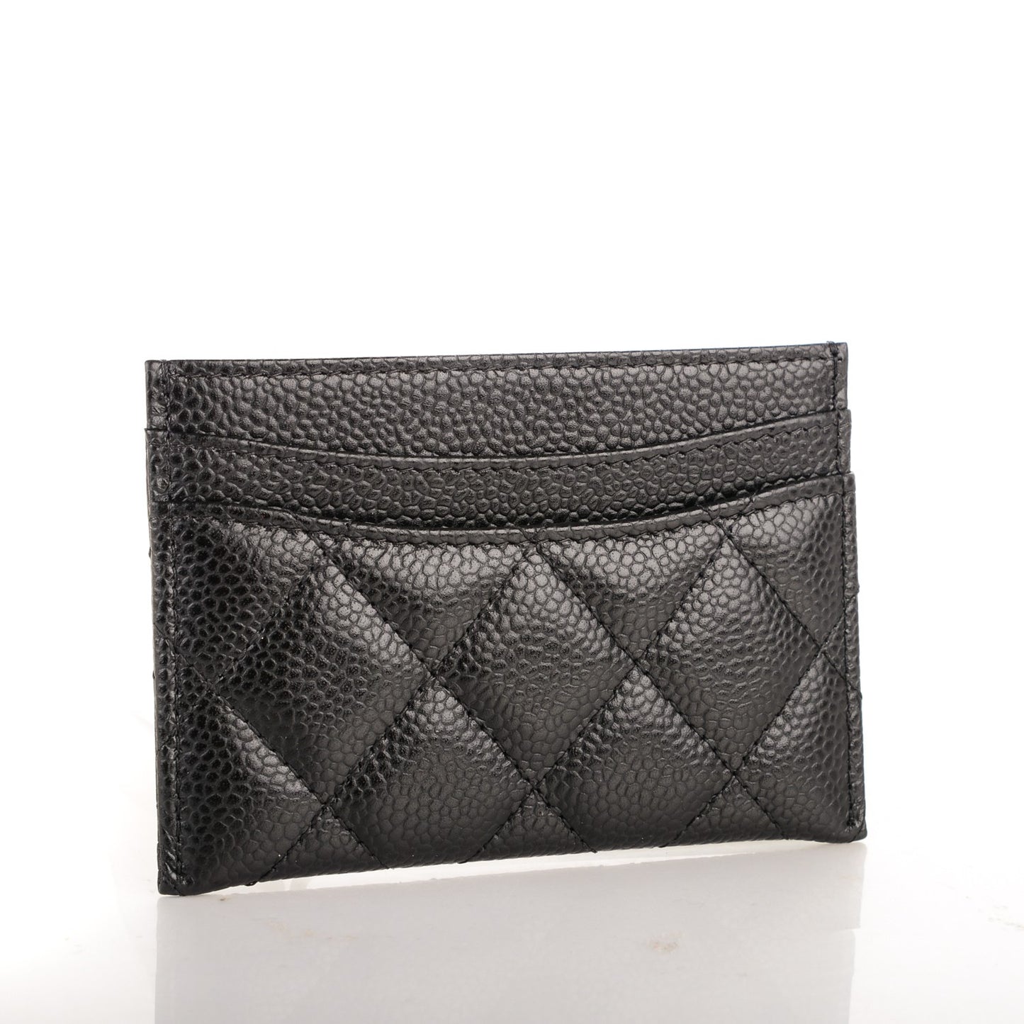 Caviar Quilted Card Holder Black