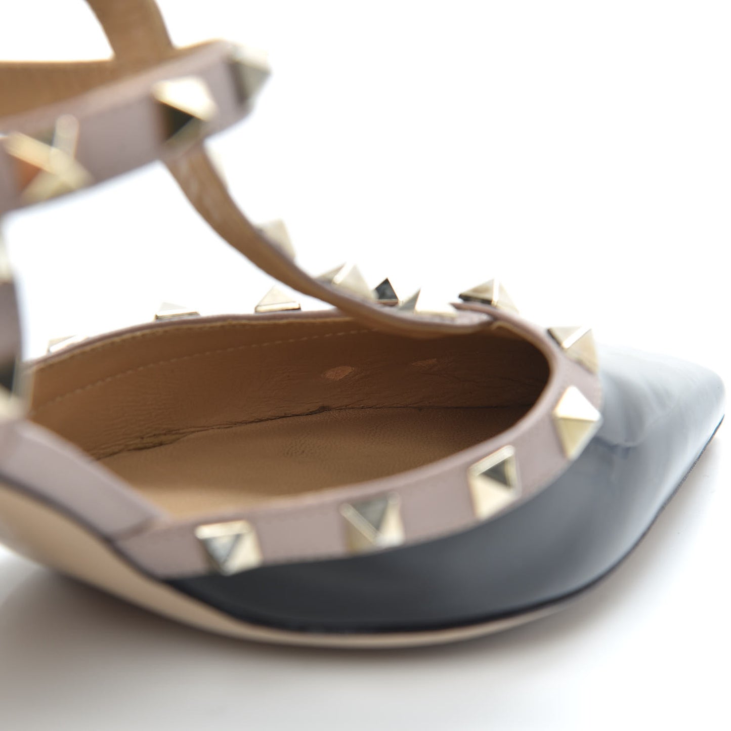 Patent Nappa Rockstud Ankle Strap 65mm Pumps 37 Black Poudre