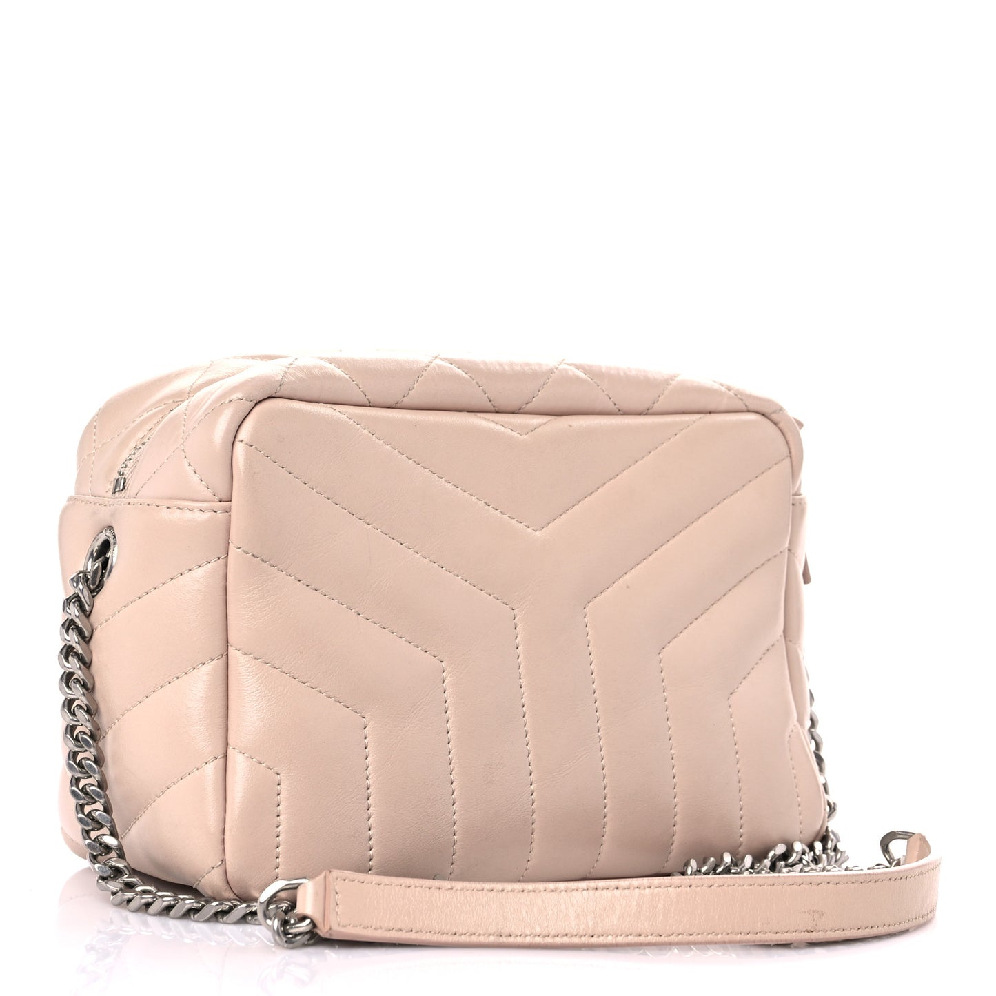 Calfskin Y Quilted Monogram Small Loulou Bowling Bag Nude Powder