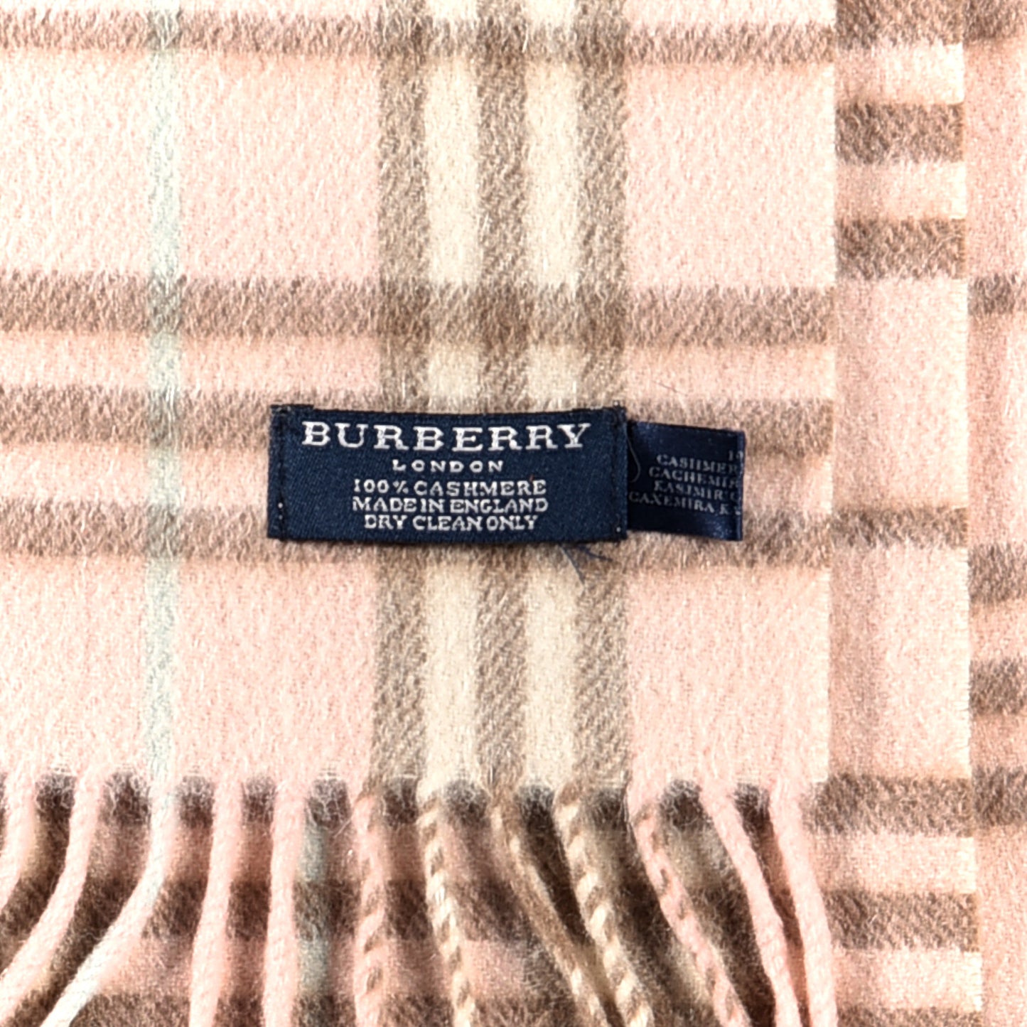 Cashmere Check Fringe Scarf Pink