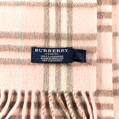 Burberry Cashmere Check Fringe Scarf Pink 3 of 3