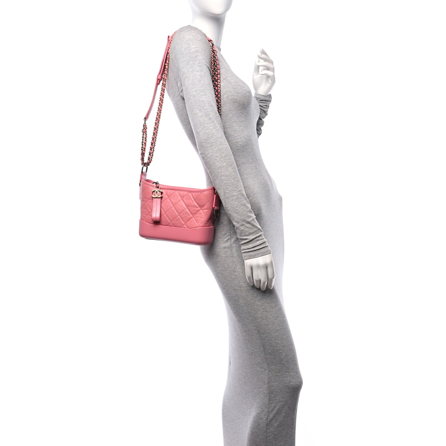 Chanel Aged Calfskin Quilted Small Gabrielle Hobo Pink 3 of 10